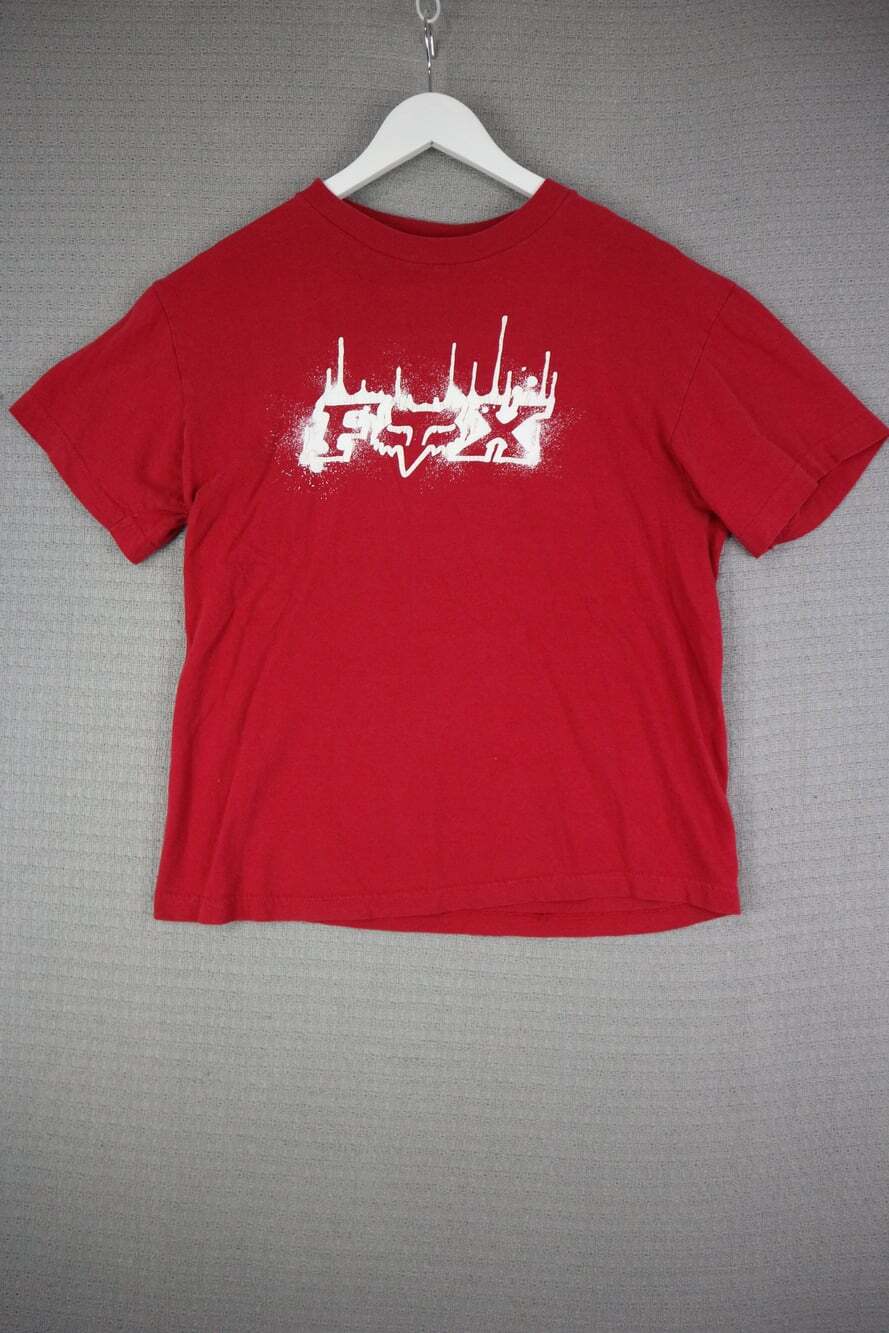 Fox Racing T-Shirt Red Graphic Short Sleeve Crewneck Size Medium